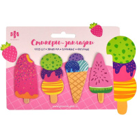 Клейкая закладка бумажная 30х65мм 60л "Мороженое" цвет ассорти, фигурная 66588