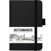 Скетчбук 9х14см 80л 140г/м2 черный, на резинке, твердая обложка "Sketchmarker" 2314001SM