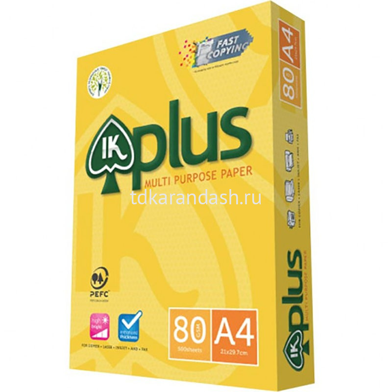 Бумага офисная А4 500л "IK Plus" 80г/м2, класс А+ 1460634 купить в ...