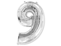 Шар воздушный 91см (36"), Цифра "9" (фольга, серебро) 6045128