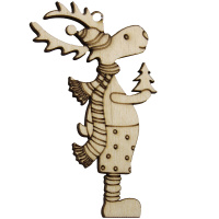 Подвеска "Олень с ёлкой" 10см фанера 3мм 860018