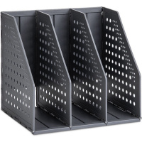 Лоток д/бумаг вертикальный 3 отделения 200х150х180мм сборный черный, пластик 79003Black