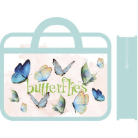 Папка с ручками 33х26х7,5см "Бабочки и надпись" пластик ПМ-А4-25