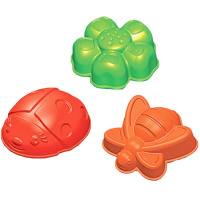 Формочки "Божья коровка, пчелка, цветочек" 3шт. 9х9х4см в сетке 168H