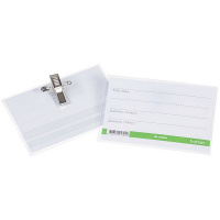 Бейдж 90х57см горизонтальный, с булавкой и клипом, пластик прозрачный NB_076089