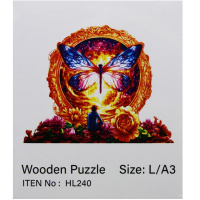 Пазл 16х14см дерево L "Бабочка и закат" HL240/11339-24