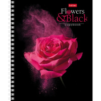Тетрадь А5 96л клетка "Flower on black" на спирали 4 дизайна 96Т5В1гр/057378
