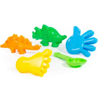 Набор д/песка №371 (совок №7, формочки - 2 динозавра, ладошка, ножка) 35684