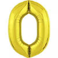 Шар воздушный 102см (40"), Цифра "0" фольга, золото 754696
