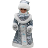 Снегурочка 40см в серебряной шубе (звук) Y10137-24
