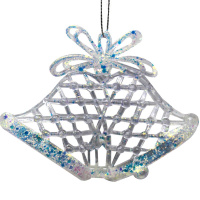 Ёлочное украшение "Колокольчики" 11х8см, акрил, прозрачное с блестками Y9855-24