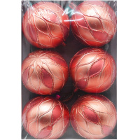 Набор шаров 80мм 6шт красный с узорами M-42020-8