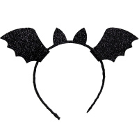 Ободок Летучая мышь с блестками 25х15см пластик/текстиль, черный Y10655-24
