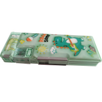 Пенал "Динозавр" 24х9х3,5см с точилкой, на магните, пластик, 2 отделения, 2 цвета 11662-24