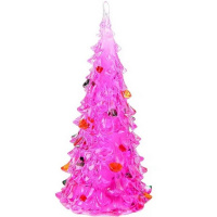 Ель настольная 31см розовая светящаяся, пластик Y2729-15