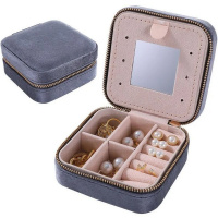 Шкатулка 10х10х5см текстиль, серая Y10605-24