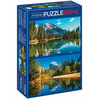 Пазлы 500+500 эл. "Premium. 2 картинки в 1 коробке. Горное озеро" 46х34см 061273