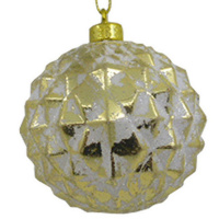 Шар 80мм с узором, золотисто-белый Y6643-18