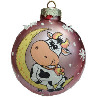 Шар 85мм "Коровка с колокольчиком" в подарочной упаковке КУ-85-202005