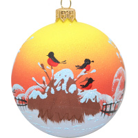 Шар 80мм "Снегири на закате" в подарочной упаковке КУ-80-214072