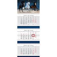 Календарь квартальный 2026 "Год Лошади 1" 297х758мм настенный трехблочный, с бегунком 091657