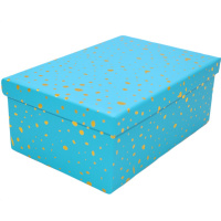 Коробка подарочная бирюзовая с золотом 28х21х12см картон M10-43