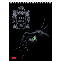 Блокнот А5 80л "Royal Cats" клетка, на спирали, 3D фольга матовая ламинация, 2 дизайна 80Б5лофВ1гр