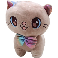 Котенок с бантом 23см кофейный BW2393