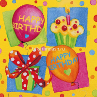 Набор салфеток для декупажа 33х33мм 20шт Happy Birthday-2 11095130