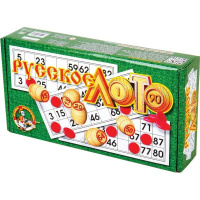 Русское лото 30х15х6см (90 бочонков, 24 карточки, 100 фишек, 1 мешочек) 00037