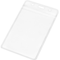 Бейдж 170х110мм вертикальный, с серым шнуром, 2 карабина, пвх прозрачный 3068.250-106