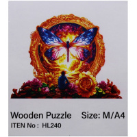 Пазл 14х12,5см дерево M "Бабочка и закат" HL240/11338-24