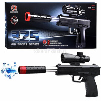 Пистолет "Снайпер-2" 33х18см с глушителем и патронами, пластик 325