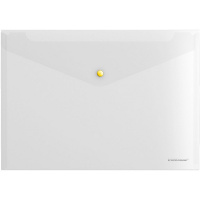 Папка-конверт на кнопке "Glossy Clear" А4 пластик, прозрачная, цветная кнопка 50205