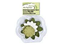 Цветы бумажные зелено-белые 30шт/уп. размер ассорти PFK-30-04
