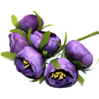 Цветок декоративный Пион 4,5см фиолетовый 6шт/уп. Y4839-17