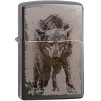 Зажигалка "Wolf Design" 38x13x57мм латунь/сталь, чёрная, глянцевая 49073/58598