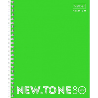 Тетрадь А5 80л клетка "NEWtone Neon Лайм" 80гр/м2 на спирали глянцевая ламинация 062013