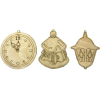 Набор подвесок "Часы, домик, фонарь" 9см 3шт/уп фанера 3мм 810015
