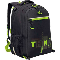 Рюкзак 28х39х17см 943гр, 2 отделения, 3 кармана, с сумкой для обуви, черный/салатовый RB-458-1/3