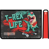 Папка д/труда А4 "T-REX" 325х230х100мм на молнии сверху, 2 отделения с вкладышем, пластик ПТР-22