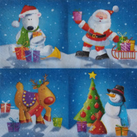 Салфетка для декупажа 33х33мм 1шт Снеговик с Елкой Y6796-18