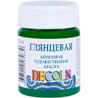 Краска акриловая 50мл зеленая средняя глянцевая Декола 2928722
