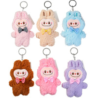 Брелок меховой Зубастик с бантиком 13х10см 6 цветов M-0007