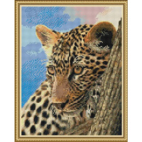 Алмазная мозаика на подрамнике 40х50см "Леопард на ветке" полная выкладка VA394