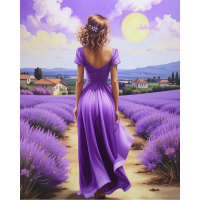 Живопись по номерам (акрил) 40х50см "Лавандовые поля" сложность 4, холст на подрамнике МСА2052