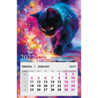 Календарь магнитный 2027 "Космический кот" 145х95мм отрывной 0611.169