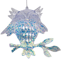 Ёлочное украшение "Сова" 10х11см, акрил, прозрачное с блестками Y9863-24