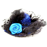 Шляпа-заколка 12см с пером, синяя Y1832-14