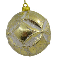 Шар 80мм с узором, золотисто-белый Y6642-18
